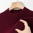 thumbnail image 5 of RYDCOT Men's Casual Mock Neck Tops Long Sleeve Slim Fit Semi High Neck Knitted Thick Warm Sweater Top Wine, 5 of 5