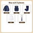 thumbnail image 4 of ETHAN 5 Piece Suit for Teens Slim Fit Formal Trajes Para Niños Elegantes for Wedding Ring Bearer Suit Dark Blue 18Y, 4 of 8