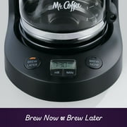 Mr. Coffee 5-Cup Programmable Coffee Maker, 25 oz. Mini Brew, Brew Now or Later, Black & Chrome
