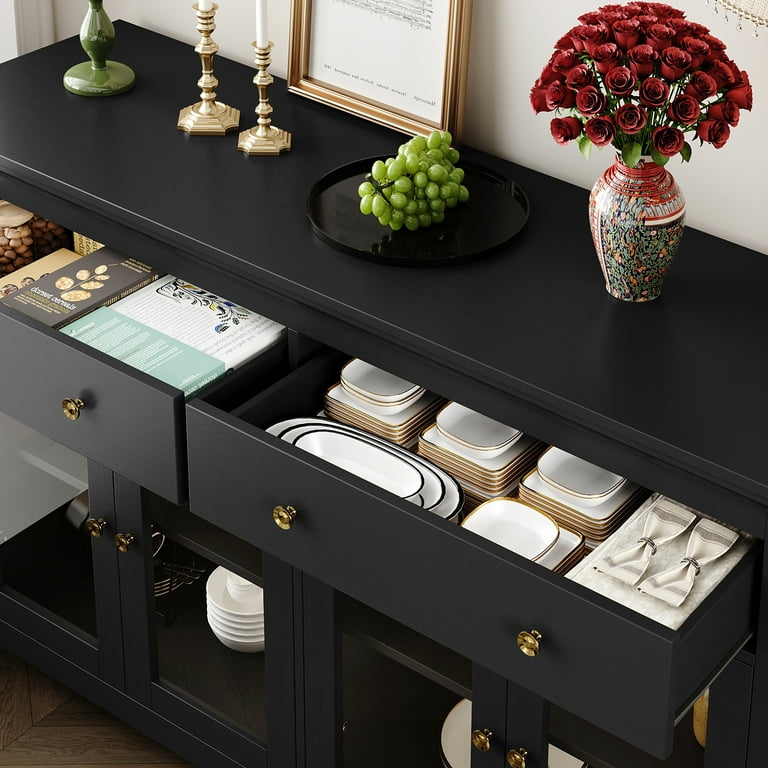Homfa Kitchen Server Furniture Credenza, Modern 2 Drawer Homfa Kitchen Server Furniture Credenza, Modern 2 Drawer