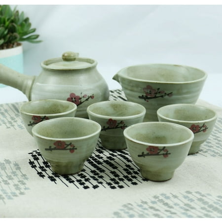 KOYO Handmade Ceramic Ume Flower 7-pcs Gongfu Tea Gift Set Chinese Traditional Teapot Vintage Style Kung Fu Tea Set in Gift