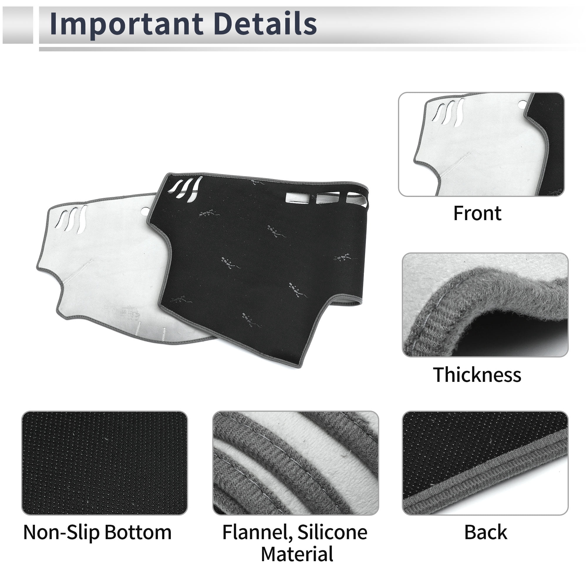Unique Bargains Dashboard Cover Anti-Slip/Anti Dust Dash Cover Mat Carpet for Toyota Camry 2002-2006 Flannel Gray