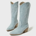 thumbnail image 6 of UngA Mid Calf Boots Cowboy Boots for Women Mid Calf Fashion Cowgirl Boots Light Blue,6.5, 6 of 7