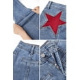 thumbnail image 6 of EMMIOL Women's Y2K High Waist Flare Jeans,Vintage American Red Star Print Distressed Stretch Bootcut Denim Pants,Retro 90s Bell Bottoms Suitable for Independence Day, 6 of 8