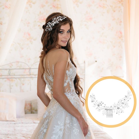 WHAMVOX  Wedding Headdress Hair Strap Decorative Communion Bridal Accessories Miss Silver