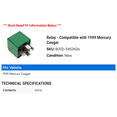 thumbnail image 2 of Rear Window Defroster Relay - Compatible with 1999 Mercury Cougar, 2 of 2