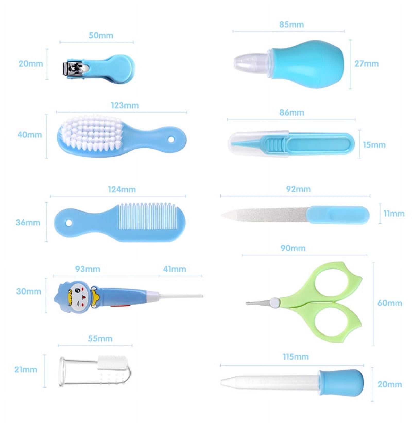 FZFLZDH 10Pcs/Set Baby Health Care Kit,Portable Newborn Infant Nursery Set Kids Grooming Kit Baby Nail Clipper Brush Comb Cleaning Sets ,Baby Nail Scissors, Nail Clipper(Blue)