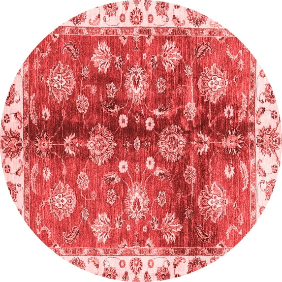 Ahgly Company Indoor Round Oriental Red Traditional Area Rugs, 4' Round