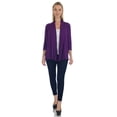 thumbnail image 4 of Simply Ravishing Women's Basic Assymetrical 3/4 Sleeve Open Drape Cardigan, Small, Eggplant, 4 of 4