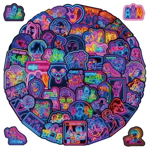 50Pcs Neon Light demon pop Anime POP Decals Popular Classic Anime Stickers Cartoon Waterproof Vinyl Decals for Water Bottle Laptop Guitar Car Luggage Skateboard Manga Gifts for Teens (Kakashi1352)