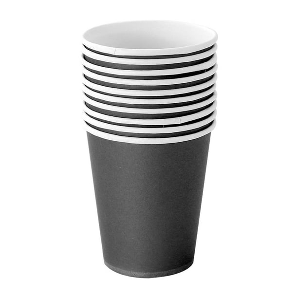 Injueey Vasos desechables no tóxicos, vasos de papel de calidad alimentaria, resistentes a desgarros, línea suave, ingredientes seguros, 50 Mostrada negro