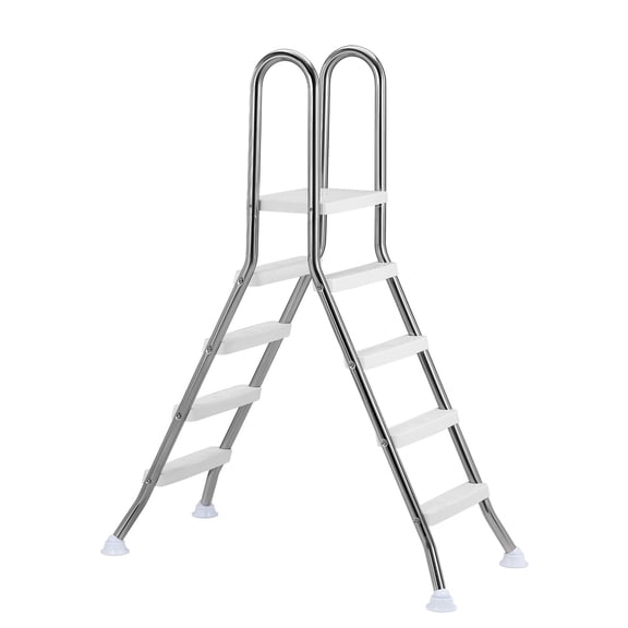 KFFKFF Stainless Steel A-Frame Pool Ladder, Designed for Above-Ground Pools with 49.2-inch High Walls, 300 lbs Weight Capacity, Durable Entry and Exit Steps Featuring Non-Slip 3 Steps