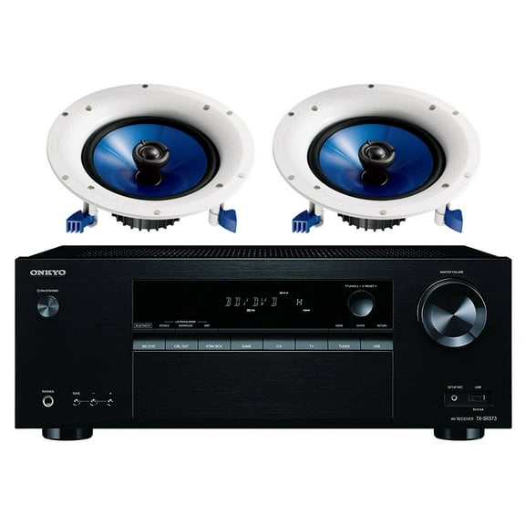 Onkyo 5.2 Channel Full 4K Bluetooth AV Home Theater Receiver   Yamaha Natural High-Performance Moisture Resistant 2-Way 110 watts Surround Sound in-ceiling Speaker System (Pair)