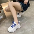 thumbnail image 6 of AUDeals Women’s Chunky Mesh Sneakers Thick Sole PU Leather Platform Shoes Lace Up Casual Walking Sneakers (Blue, 6.5), 6 of 7