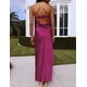 thumbnail image 2 of Vestido largo Realtix de seda satinada sin espalda para mujer, espalda baja, hueca, elegantes vestidos largos sin tirantes, fucsia, 2 of 5