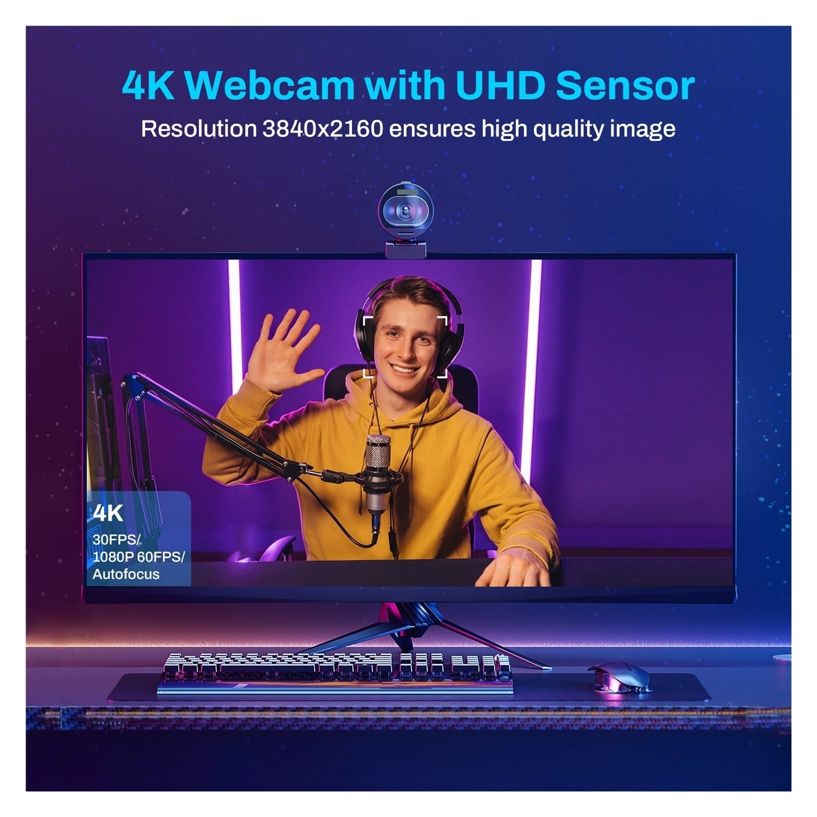 4K Webcam 1080P 60FPS Autofocus Streaming Web Camera S600 Living Stream Camera