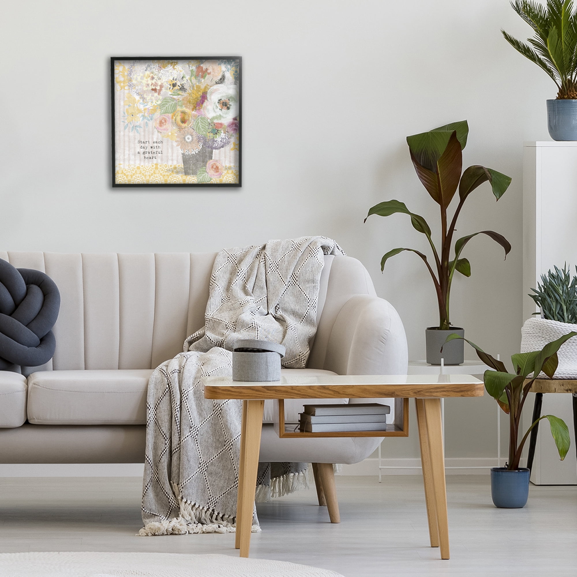 Stupell Industries Floral Inspirations Grateful Heart Black Framed Giclee Art, design by Suzanne Nicoll