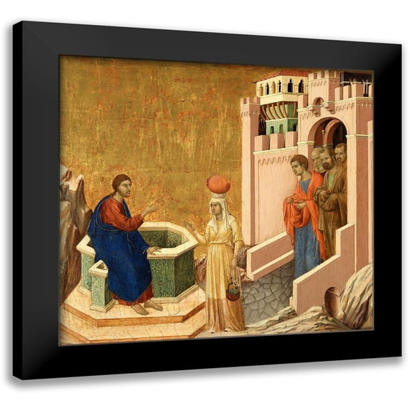di Buoninsegna, Duccio 13x12 Black Modern Framed Museum Art Print Titled - Christ and the Samaritan Woman