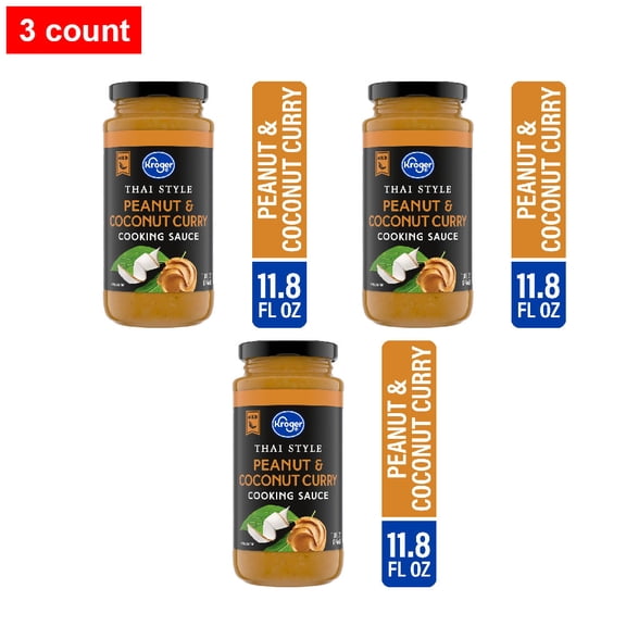 Kroger Thai Style Peanut and Coconut Curry Cooking Sauce Mild 11.8 fl oz - 3 count