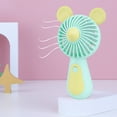 thumbnail image 2 of Frogued 1 Set Handheld Fan 2 Gear Speeds USB Simulated Natural Wind Large Capacity Battery Standable Cartoon Small Fan Office Accessory (Green,Rabbit), 2 of 12
