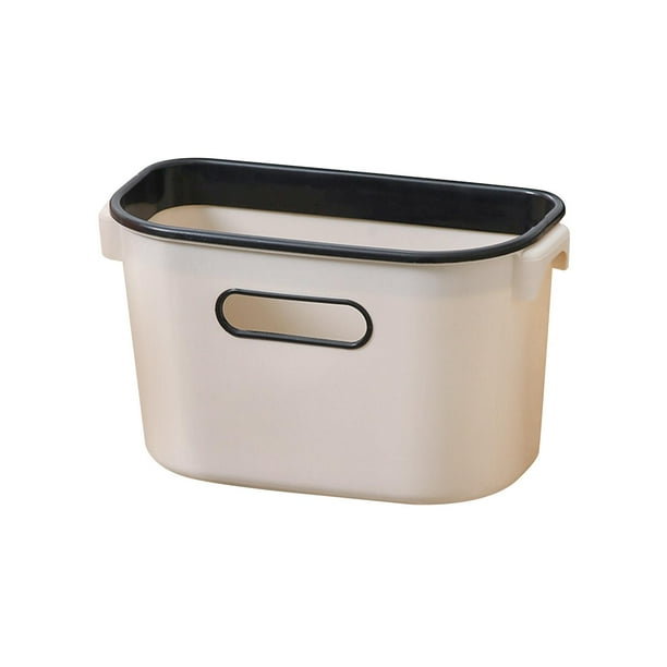 Cubo de basura colgante para cocina con asas, grueso, para puerta de armario, pequeño Beige