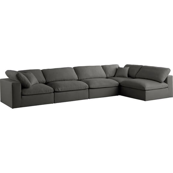 Meridian Furniture Plush Grey Velvet Standard Modular Sectional