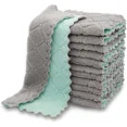 thumbnail image 3 of 20/1 piezas de toalla de microfibra de doble capa, paños de limpieza de vellón de coral súper absorbentes, paños de cocina antiadherentes, paños de cocina, trapo para fregar, 3 of 5