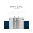 thumbnail image 2 of Bote De Basura Metálico Acero Inoxidable Con Pedal Cocina 12l Belug Gris, 2 of 5