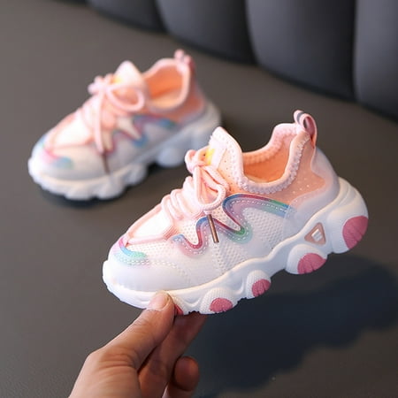 

Lhked Wonder Nation Kids Shoes Clearance Toddler Infant Baby Girls Mesh Breathable Lace Up Soft Shoes Sneakers