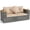 Brown, variant on Gymax Set of 2 Patio Corner Sofa Set w/Thick Cushions Wide Acacia Wood Armrests for Garden Beige