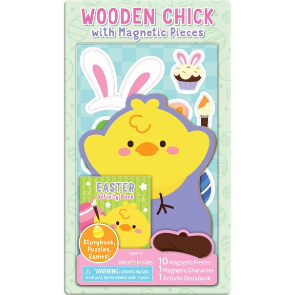 Easter Chick Wooden Magnetic Dress Up Doll with 10 Clothing & Accessory Pieces