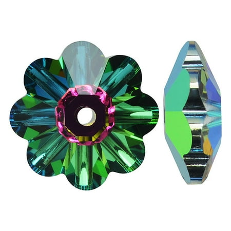 - Swarovski Crystal, #3700 Flower Margarita Beads 12mm, 4 Pieces, Crystal Vitrail Medium UNF