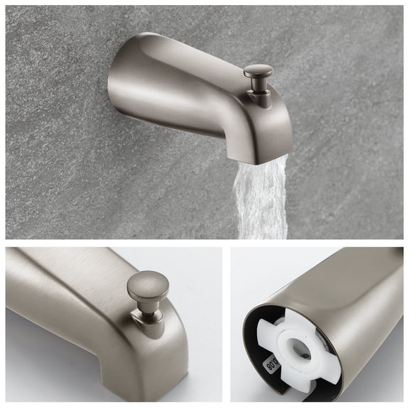 Brushed Nickel 6 Inch Shower Faucet with Tub Spout Combo - Pressure Balance Valve, Anti-Clogging Nozzles, Metal Construction for Easy Bathroom Upgrade