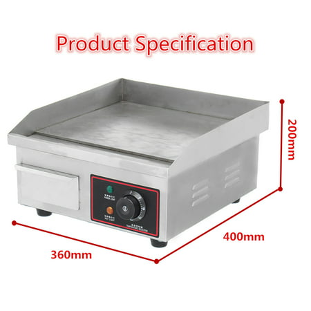 110v 1500w Stainless Steel Electric Countertop Griddle Flat Top