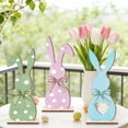 thumbnail image 2 of hulanddfd 3 Pcs Easter Bunny Table Wooden Signs Rabbits Shaped Table Tiered Tray Decoration Farmhouses Table Centerpiece Rabbits for Spring Easter Office Home Decor, 2 of 6