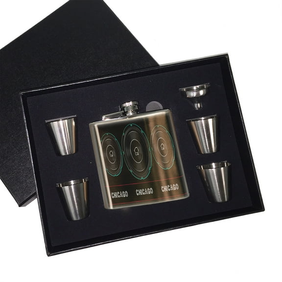 KuzmarK 6 oz. Stainless Steel Flask Set in Black Presentation Box -  Chicago House Music