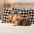 thumbnail image 3 of Thanksgiving Pumpkins Fall Outdoor Waterproof Pillow Covers, Black Plaid Sunflower Decorative Rectangle Throw Pillowcase Sofa Cushion Sham for Patio/Couch/Chair, 20"x12" 2 Pack, 3 of 8