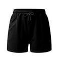 thumbnail image 4 of Jkety Women's Shorts Womens Linen Shorts Summer Casual High Wasited Ruffle Wide Leg Drawstring Beach Loose Shorts(Black,2XL), 4 of 6