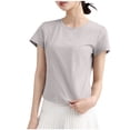 thumbnail image 2 of Women's Casual T-shirt, Oversize Short Sleeve Top, Solid Color Round Neck Blouse for Daily Wear, 2 of 4