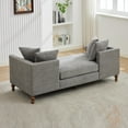 thumbnail image 3 of 75.2'' Wide Upholstered Chaise Lounge Indoor with Nailheads,Chenille Sleeper Sofa Couch With 4 Throw Pillows&2 Bolsters,Daybed with Rubberwood Legs For Living Room,Bedroom, Apartment,Guestroom,Gray, 3 of 9