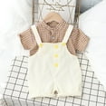 thumbnail image 2 of vdgthytj Toddler Baby Boy Summer Clothes Kids Plaid Short Sleeve Button down Shirts and Overalls 2pc Set, 2 of 3