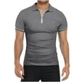 thumbnail image 3 of cfhntfmh Quarter-Zip Pullover Shirts for Men Summer Basic Solid Short Sleeve Lapel Golf Tops Muscle Sports Tees, 3 of 7