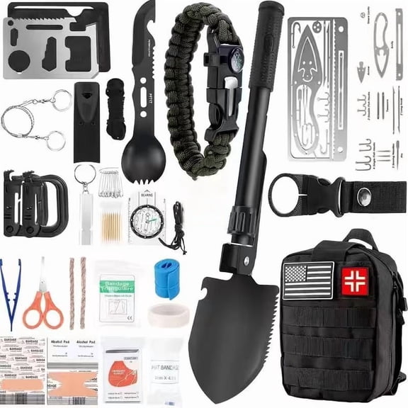 Multi-Function Outdoor Survival Kit Emergency First Aid Supplies Tactical Survival Tool Pouch for Hiking Camping Wilderness Adventure,D