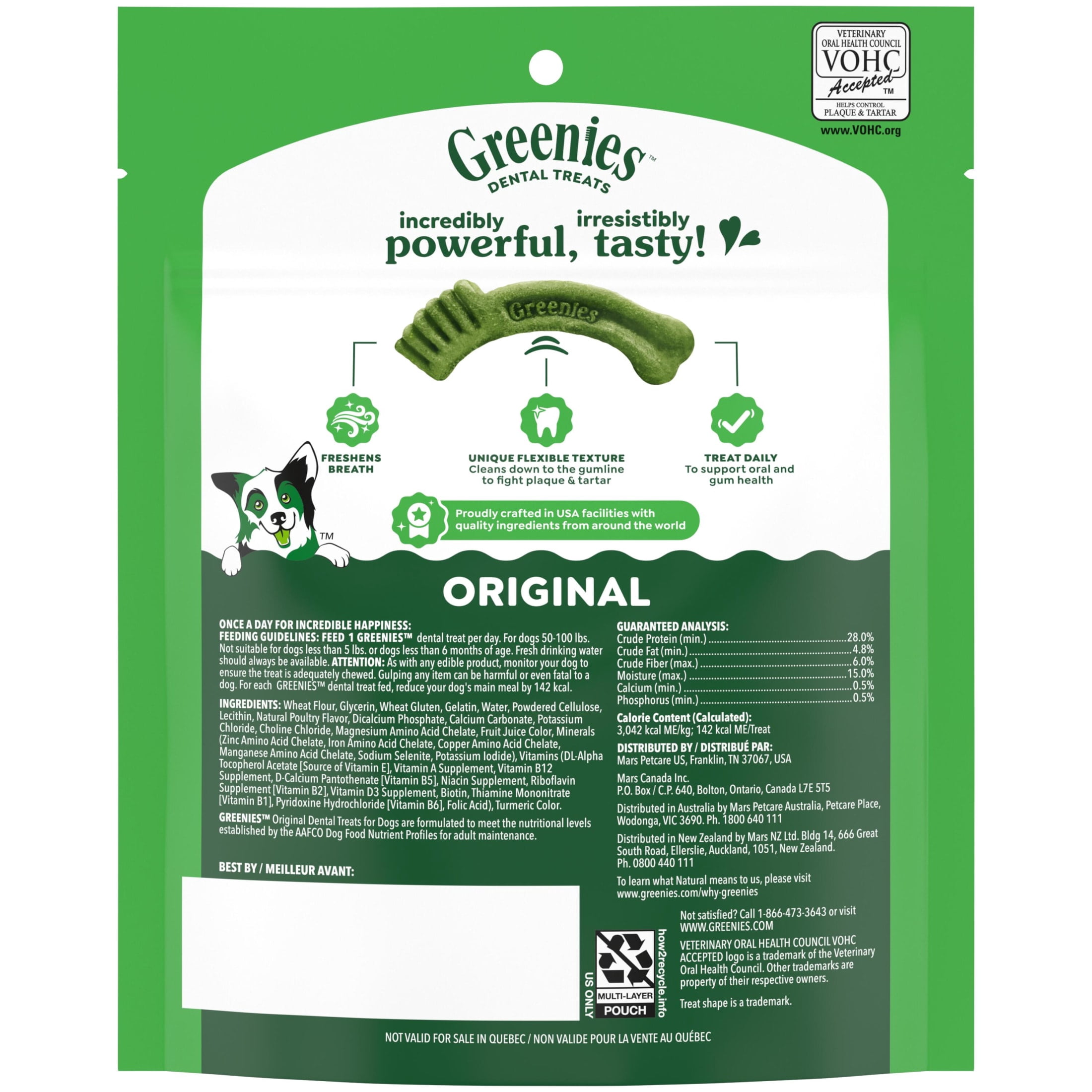 (4 pack) Greenies Original Flavor Adult Natural Dental Dog Treats Large Size, 6 oz Pack (4 Count)