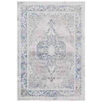 SAFAVIEH Palma Robynne Oriental Area Rug, Grey/Blue, 6'7" x 6'7" Round