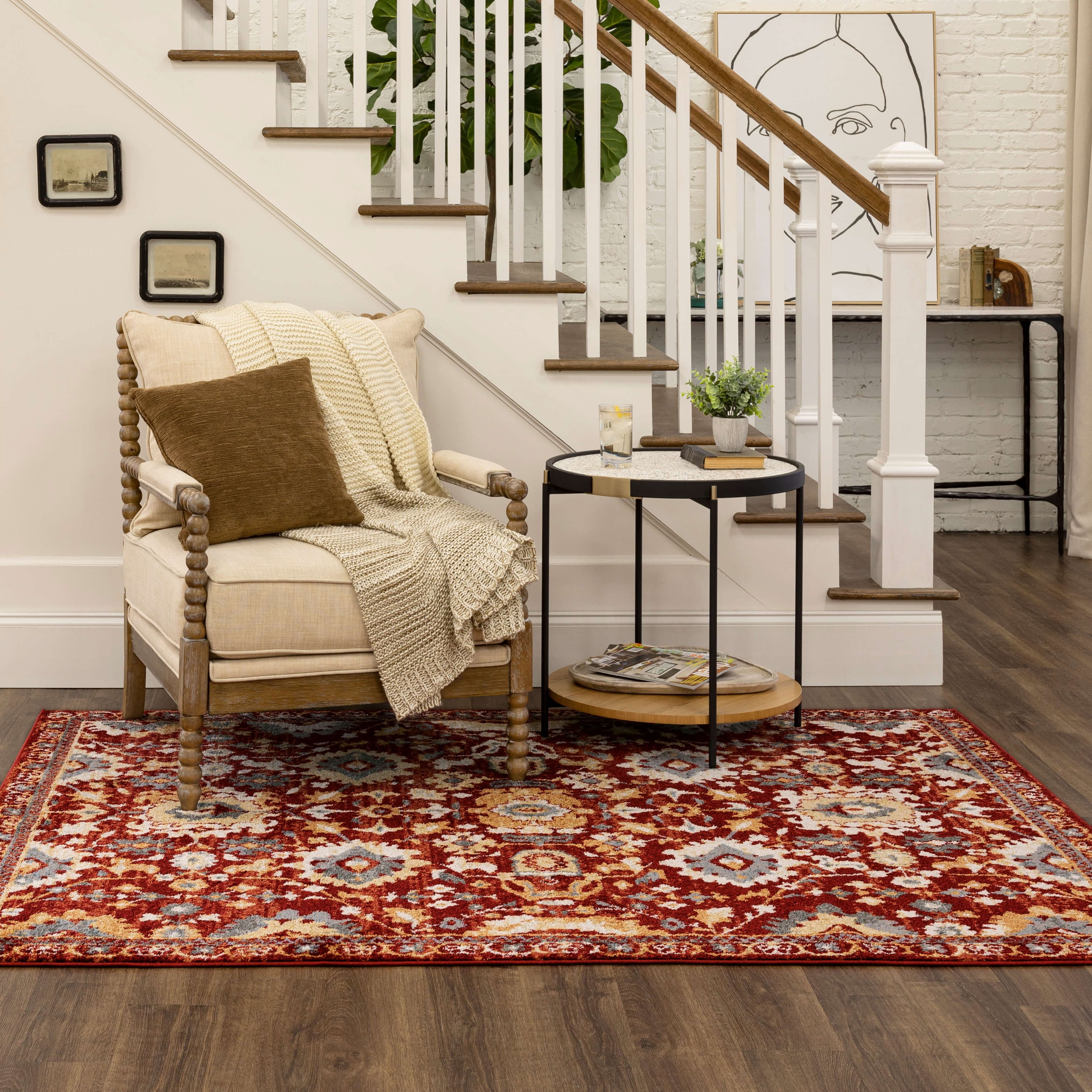 Mohawk Home Foster Indoor Ornamental Area Rug, Red, 5' 3" x 8'