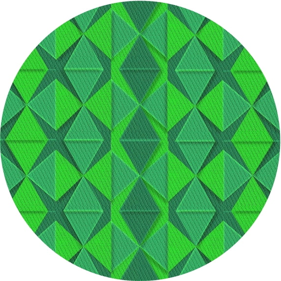 Ahgly Company Machine Washable Indoor Round Transitional Lime Green Area Rugs, 4' Round