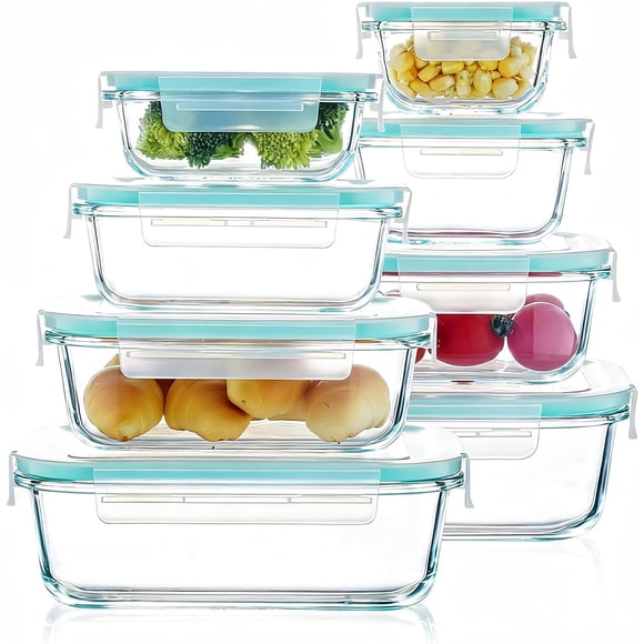 Juego de Recipientes de Vidrio Herméticos, MCSWSEE Contenedores de Vidrio, Botes Herméticos para Cocina, Almacenamiento de Alimentos Con Tapa Hermética, para Congelado