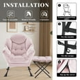 thumbnail image 5 of SAETSFEG Lazy Chair with Ottoman, Comfy Accent Lounge Chair with Side Pocket, Modern Reading Armchair with Footrest, Upholstered Sofa Chair for Small Spaces, Bedroom, Living Room, Dorm, Pink, 5 of 9