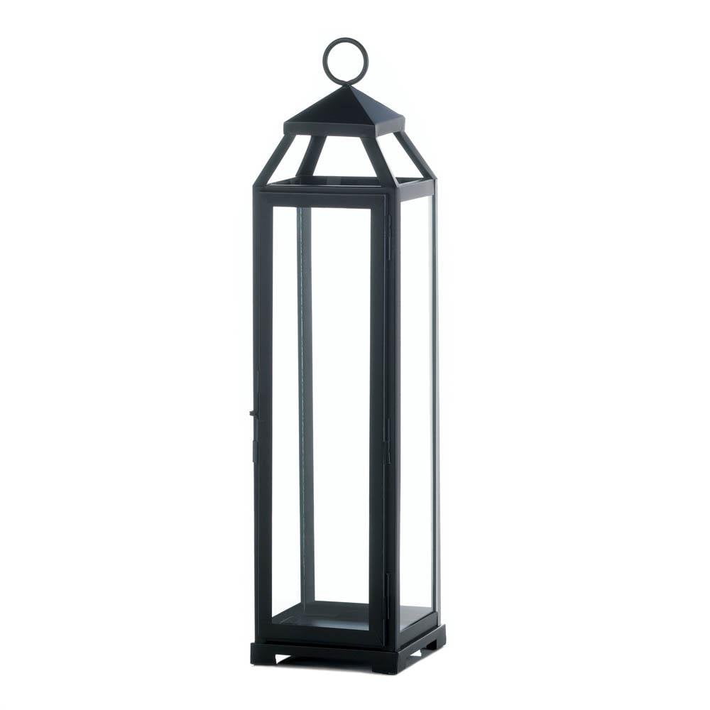 Metal Lantern Candle, Tabletop Extra Large Glass Decorative Lantern